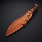 Damascus Kukri Knife With Leather Sheath