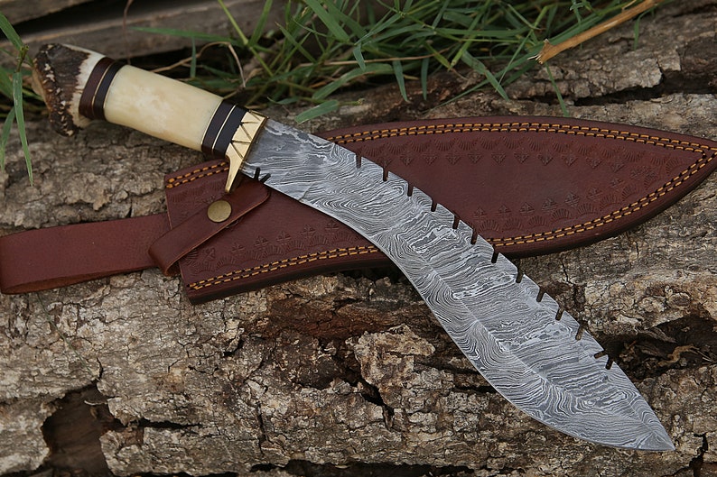 Kukri Knife With Stag Horn & Bone Handle