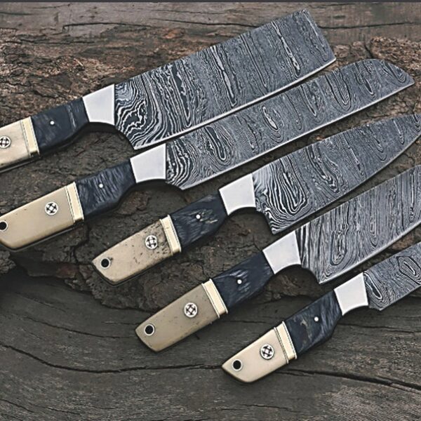 5 Pieces Forging Mark Damascus Kitchen Knives