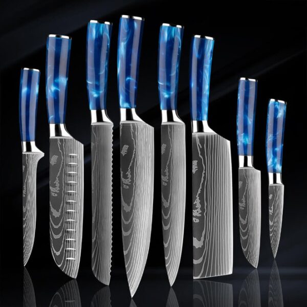 KITCHEN KNIVES SET A-E 07-C  BWN CUSTOM MADE DAMASCUS BLADE 6 Pc's 
