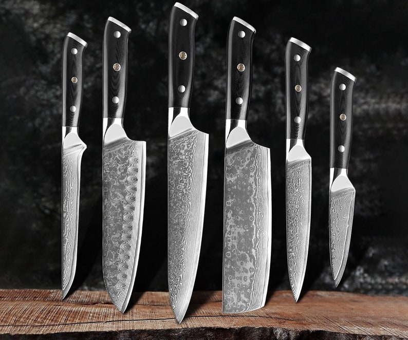 6-Piece Damascus Kitchen Knife Set