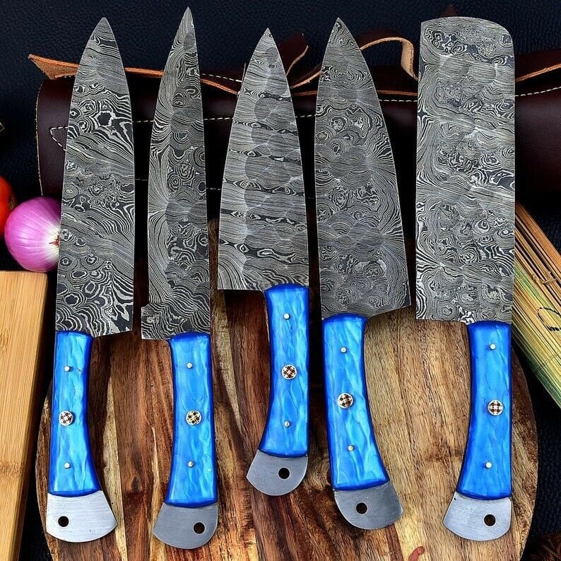 Chef Knives with Damascus Blades