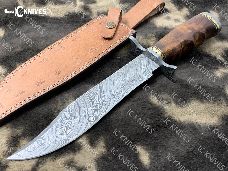 Handmade Damascus Bowie Knife