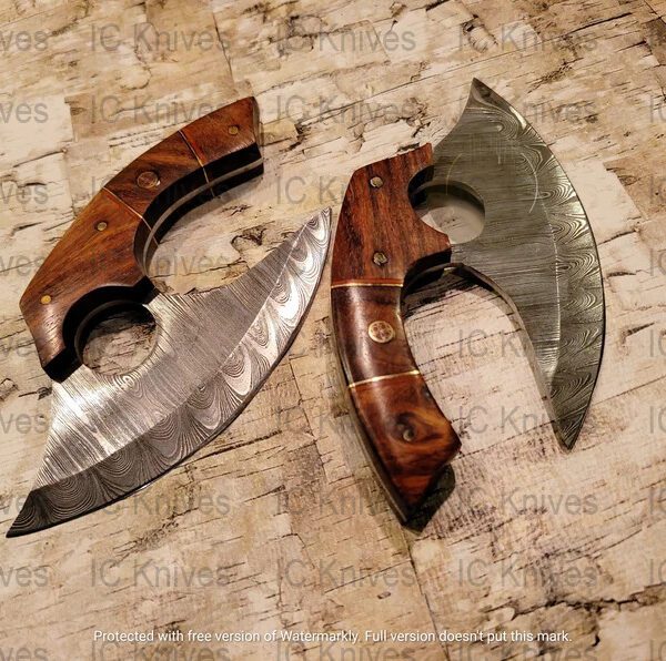 Tang Blade Damascus ULU Knife