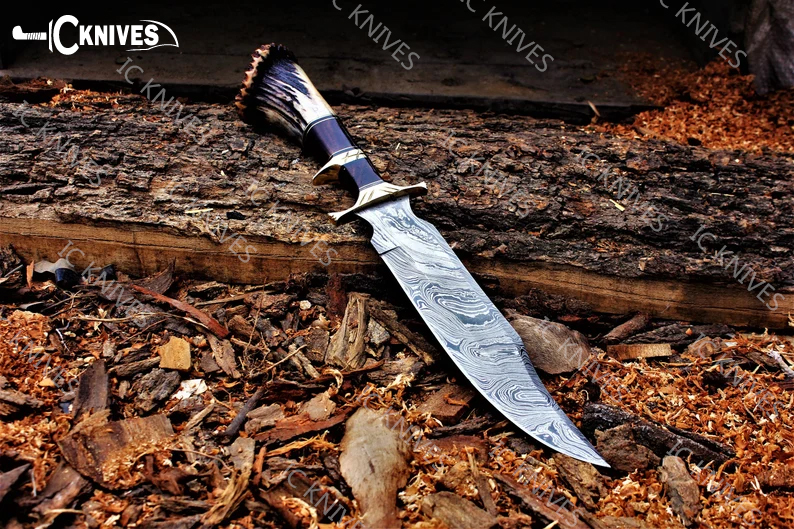 Forged Handmade Damascus Bowie Knife - IC Knives
